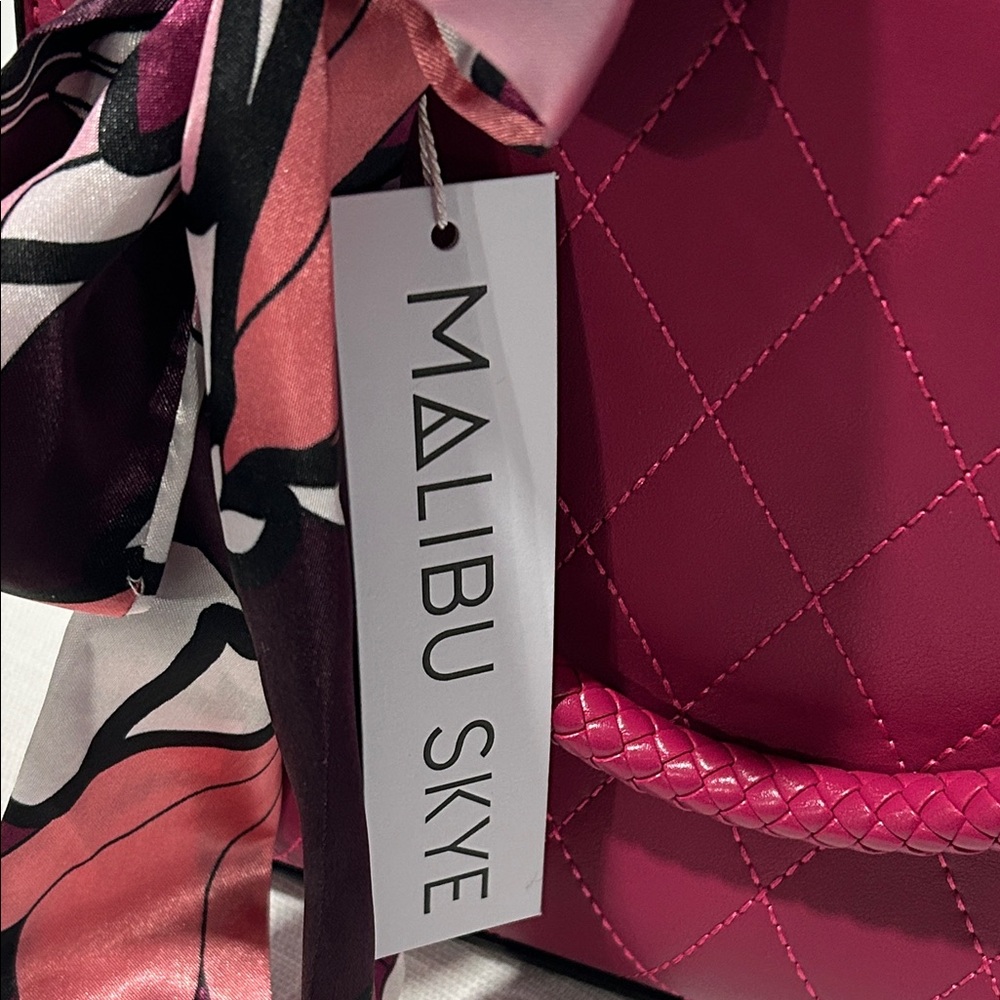 Malibu Sky Fuchsia Quilted Satchel with Scarf - Picture 5 of 6